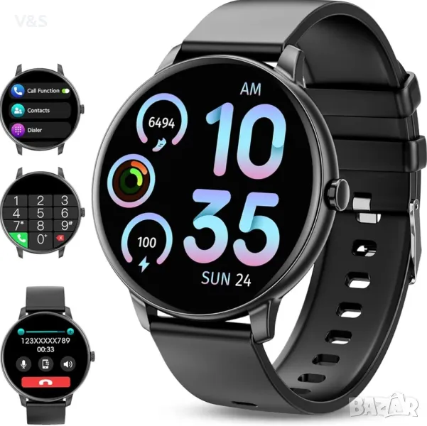 Смарт часовник Joautrial за мъже и жени с функция за осъществяване и приемане на повиквания, 1,39" с, снимка 1