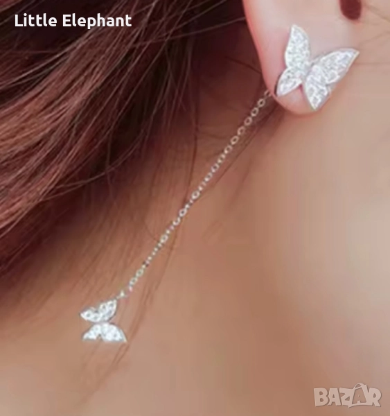 Pre order Сребърни висящи обеци пеперуди,"Anniversary party jewelry",колекция"Butterflies"/нови, снимка 1