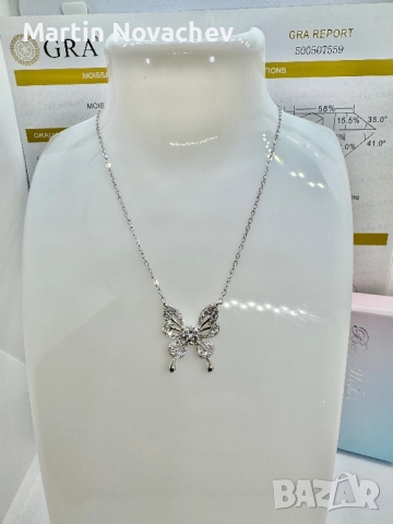 Сребърно колие с мойсанит (Диамант) 0.5 карата, снимка 3 - Колиета, медальони, синджири - 52371035