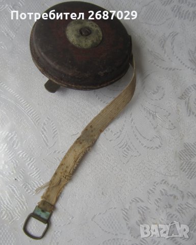 Стара ролетка 10 метра,  ролетка за мерене, кожа месинг маркировка, кутия кожа и дърво за цигари, снимка 7 - Антикварни и старинни предмети - 32607772