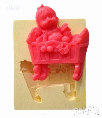 Бебе Момиченце в кошара силиконов молд форма калъп фондан шоколад гипс