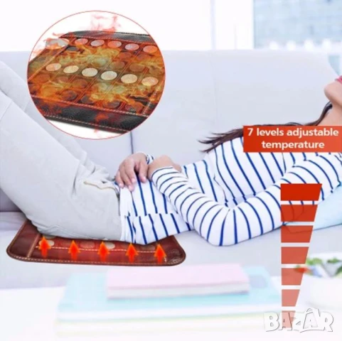 3D Турмалинов Масажор Нефритена Масажна Нагревателна Подложка Инфрачервена Терапия за Кръста и Гърба, снимка 11 - Масажори - 51104998