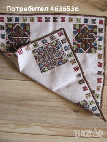 Каре, покривка, ръчна бродерия, шопски мотиви 36х36см., снимка 4 - Антикварни и старинни предмети - 53256763