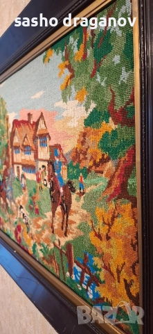 Голям гоблен - ръчно шит, снимка 10 - Други ценни предмети - 52320486