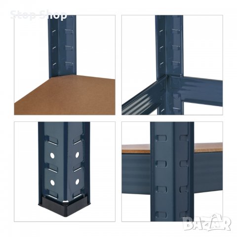 Усилен стелаж на 4 нива, антрацит, снимка 5 - Шкафове - 40022571