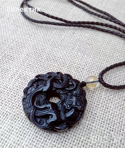 Амулети от естествен обсидиан с гердани, снимка 5 - Колиета, медальони, синджири - 38903566