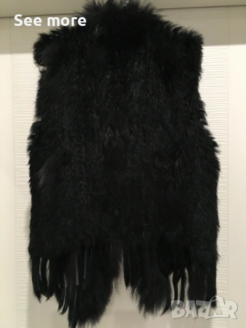 Natures Collection eлек в черно с естествен косъм заек и лисица XS/Sсица XS/S, снимка 9 - Якета - 53180270