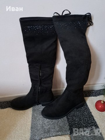 Високи черни ботуши чизми нови 40 номер, снимка 1 - Дамски ботуши - 43331061