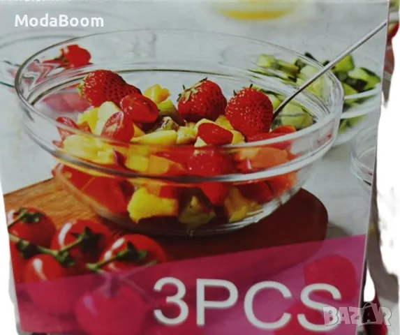 Комплект 3 броя стъклени купи, снимка 7 - Прибори за хранене, готвене и сервиране - 48489366