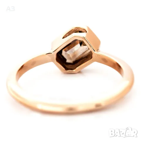 Пръстен с диамант 1.02 карата  - 14 карата розово злато, снимка 4 - Пръстени - 48435921