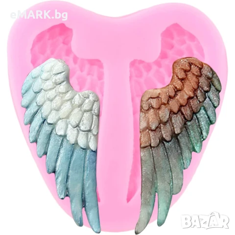 Силиконова форма с дизайн на прибрани ангелски крила която издържа на температура от -40 до 230 град, снимка 1