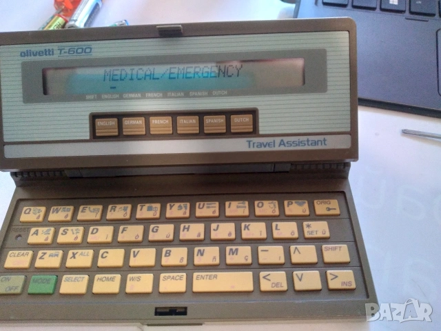 Olivetti T-600 Ретро калкулатор, преводач, органайзер, конвертор, снимка 3 - Друга електроника - 53141744