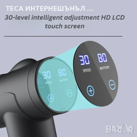 Масажен Пистолет за Дълбокотъканен Масаж – 2000mAh Батерия, До 8 Часа Работа, снимка 3 - Друга електроника - 50953994