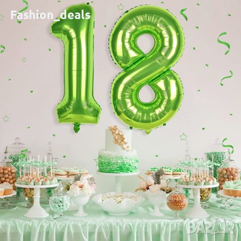 Нови зелени балони с големи числа 18 за Рожден ден Парти Декорации Украса, снимка 8 - Други - 39743615