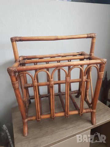 ВИНТИДЖ СТОЙКА КОШНИЦА ОТ БАМБУК ЗА ВЕСТНИЦИ, СПИСАНИЯ, снимка 5 - Антикварни и старинни предмети - 37664602