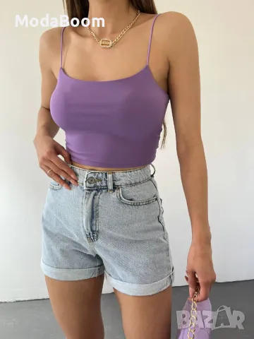 Лилав дамски кроп топ 