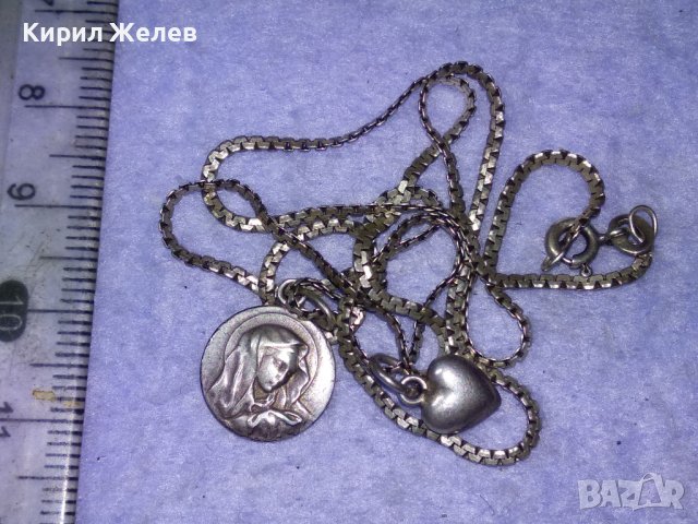 РИМОКАТОЛИЧЕСКА СРЕБЪРНА - WF ИКОНКА и СРЕБЪРНО СЪРЧИЦЕ със СРЕБЪРНА ВЕРИЖКА СРЕБРО 925 ПРОБА 40320, снимка 3 - Колиета, медальони, синджири - 43224550
