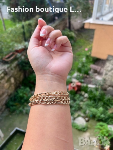 Златен синджир с уникална плетка може да се носи  и като тройна гривна за ръката ❤️, снимка 6 - Колиета, медальони, синджири - 52412278