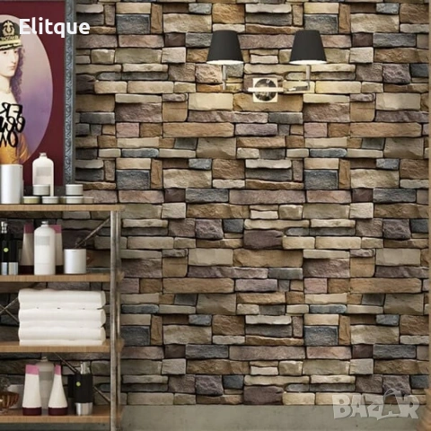 Самозалепващ 3D тапет с тухлен ефект – PVC, водоустойчив и шумоизолиращ, 300 x 35 см, снимка 2 - Декорация за дома - 53562504