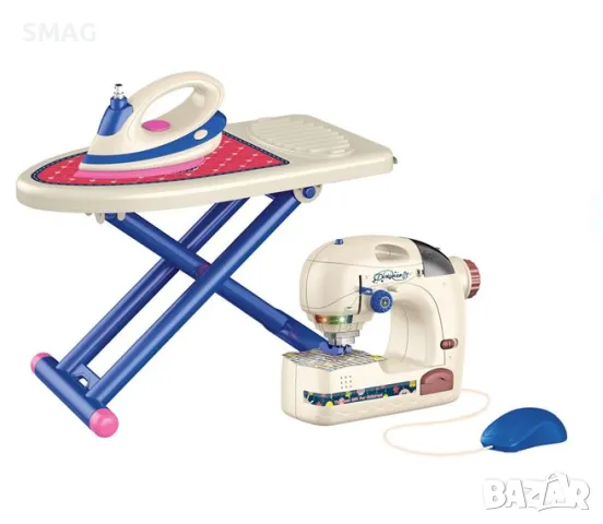Детски комплект дъска за гладене с ютия и шевна машина със светлина S_1232146