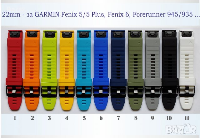 22мм силиконови каишки за GARMIN Fenix 5, Fenix 6, Forerunner 935/945 в  Каишки за часовници в гр. Димитровград - ID32582514 — Bazar.bg