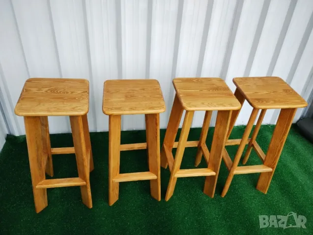 Дървени бар столове от масив ръчна изработка за заведения и дома , снимка 3 - Столове - 48144466