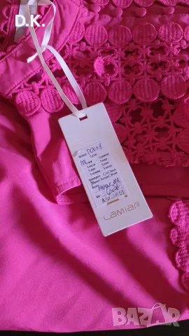 🎀 Нова 🎀 Цикламена рокля с дантела М, снимка 4 - Рокли - 48659102
