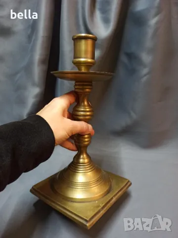 МАСИВЕН ВИСОК БРОНЗОВ СВЕЩНИК, снимка 3 - Антикварни и старинни предмети - 48041430