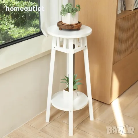 ПРОМОЦИЯ Стойка за цветя на 2 нива в бяло (к-кт от 2 бр) UNHO XJJ669, снимка 2 - Стайни растения - 49116069