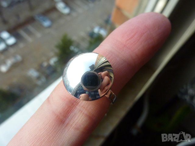 Нов кръгъл сребърен пръстен с халка 1.7 и 1.8