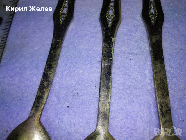 КОМПЛЕКТ 6 Стари РУСКИ БРОНЗОВИ ДЕБЕЛО ПОСРЕБРЕНИ ЛЪЖИЦИ с ФИЛИГРАННА ОРНАМЕНТИКА 42197, снимка 13 - Колекции - 43806649