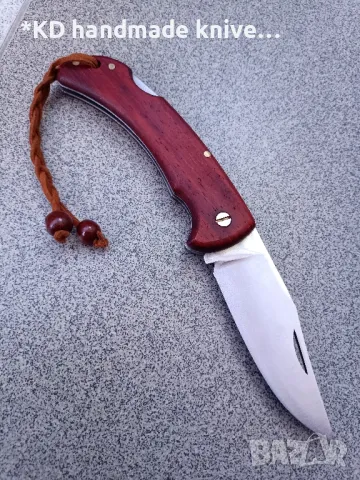 Сгъваем нож ръчно изработен + ПОДАРЪК кания