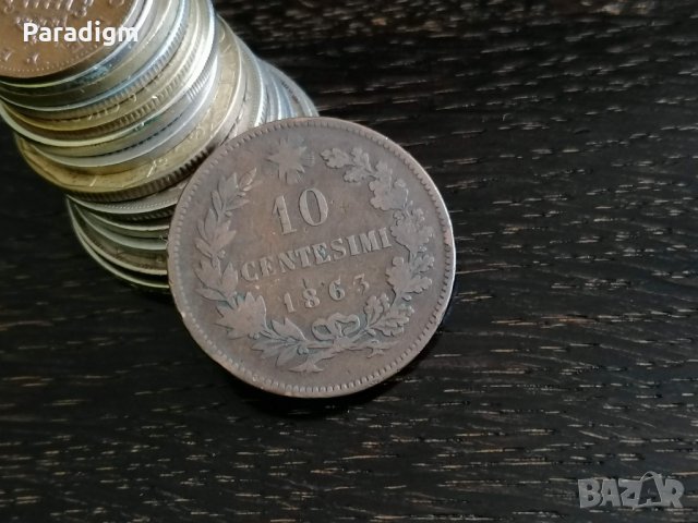 Монета - Италия - 10 чентесими | 1863г., снимка 1 - Нумизматика и бонистика - 29039706