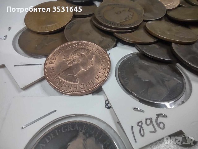 Голям лот монети от едно пени, снимка 2 - Нумизматика и бонистика - 43356459