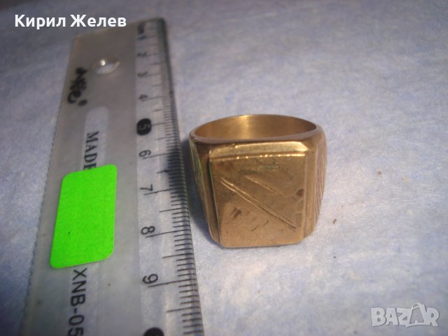 СТАР ПОЗЛАТЕН БРОНЗОВ РЕТРО АРТ ДЕКО ПРЪСТЕН с ПЕЧАТИ 18К 750 за КОЛЕКЦИЯ МАЙСТОРСКА ИЗРАБОТКА 24260, снимка 9 - Антикварни и старинни предмети - 37395518