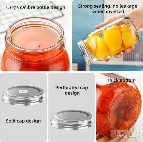 Hiyorsoa Комплект стъклени буркани с херметически капаци 500 мл 6 броя, снимка 2 - Аксесоари за кухня - 43946942