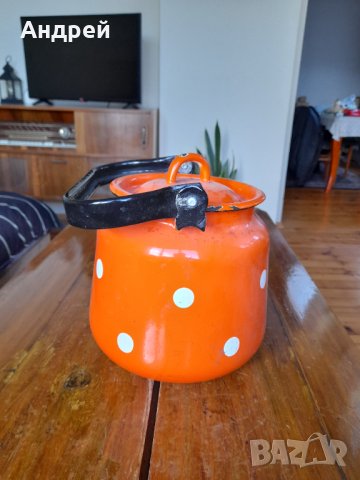 Стар емайлиран чайник #47, снимка 4 - Антикварни и старинни предмети - 38207300