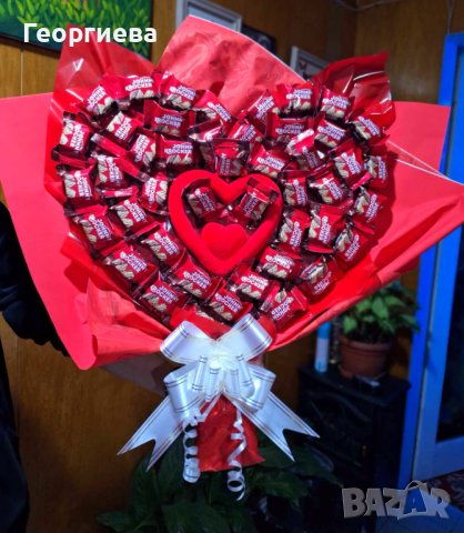 ЗАПОВЯДАЙТЕ‼️ Ръчно изработен, шоколадов букет сърце"MY LOVE"🍫💖, снимка 2 - Подаръци за жени - 43945896