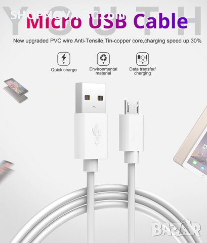 Мрежово зарядно устройство REZ, модел RE-10, 2.1 A, 2 в 1 USB+Data cable+Кабел Type-C, снимка 6 - Оригинални зарядни - 28101814