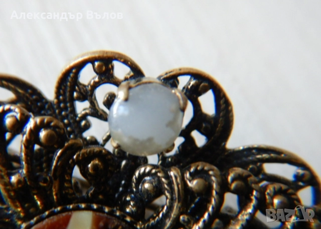 Стара Брошка Чехословакия Чешко Стъкло, снимка 10 - Антикварни и старинни предмети - 51614342