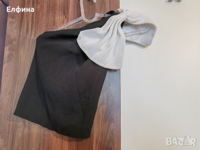 Черна дамска лятна блуза с голо рамо, снимка 4 - Корсети, бюстиета, топове - 37551624