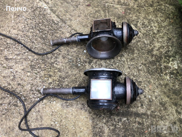 чифт старинни фенери за файтон, снимка 6 - Антикварни и старинни предмети - 34250352