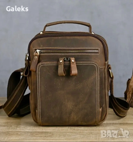 Висококачествена Винтидж Бизнес чанта /Crazy Horse* Кафява естест. кожа!, снимка 7 - Чанти - 51617431