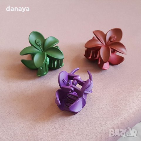 2029 Мини шнола за коса цвете 4x4cm, снимка 2 - Аксесоари за коса - 32727534