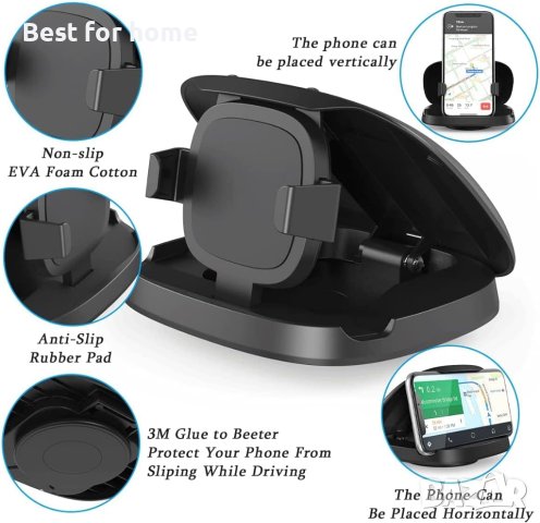 Уникална стойка за телефон за кола, въртящ се на 360°, със заден панел със сенник, снимка 2 - Селфи стикове, аксесоари - 43323398