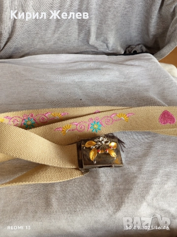 Текстилен дамски колан Арт с флорални елементи и инкрустирани кристали много красив 47173, снимка 7 - Колани - 51893520