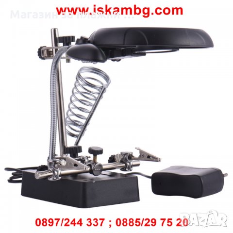 Настолна работна LED лампа с увеличителна лупа и трета ръка - КОД 16129, снимка 11 - Други инструменти - 28587837