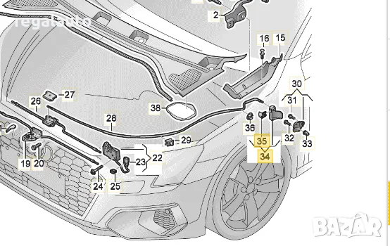 8Y1823533A4PK,дръжка отваряне преден капак AUDI A3,2021-2024, снимка 3 - Части - 48212734