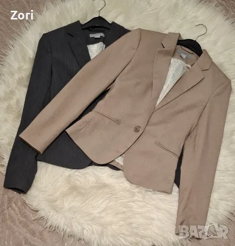 ЕЛЕГАНТНО и СТИЛНО вталено сако в два цвята - бежов и графит