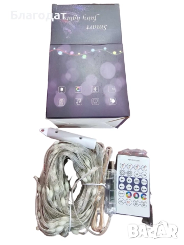 Многоцветни лампички с флашка, дистанционно и приложение за телефона / Поставяте края лампичките на , снимка 2 - Декорация за дома - 52430242